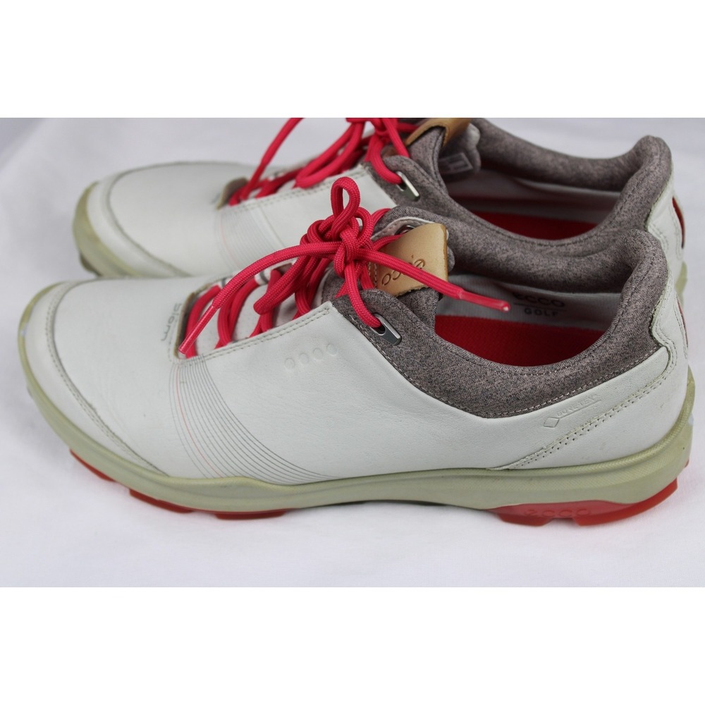 ECCO Womens Biom Hybrid GoreTex Golf Shoes Size 9 Extra Wide Beige Red Spikeless